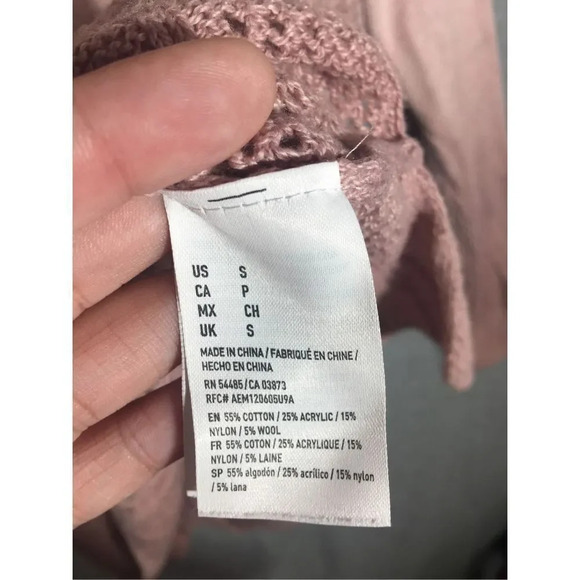 Womens American Eagle Sweater Ombré Cable Knit Pink Purple Loose Knit - Picture 3 of 6